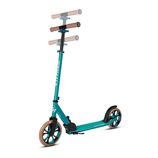 Двухколесный самокат CITYRIDE 200, ал. 50/50%, t-bar сталь, грипсы 135мм TPR, колеса PU 200/200, 86A, подножка, abec 9, зеленый в Джамбо Тойз #11