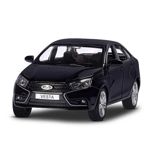 Машинка металлическая Автопанорама, инерционная, коллекционная модель LADA VESTA седан, масштаб 1:24, свет, звук, открываются 4 двери, капот, багажник, черный, в/к 24,5*12,5*10,5 см в Джамбо Тойз #4