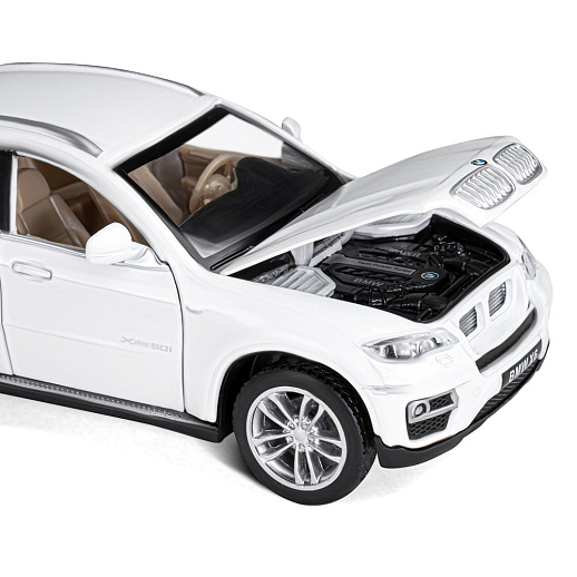 ТМ "Автопанорама" Машинка металлическая 1:32 BMW X6, белый, свет, звук, откр. двери, капот и багажник, инерция, в/к 17,5*13,5*9 см в Джамбо Тойз #15
