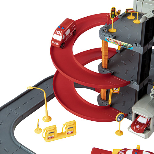 Парковка "Пожарная" с лифтом, свет, звук, ручной механизм лифта, в компл. машинки, вертолет, на бат., в/к 45*6,5*31см в Джамбо Тойз #7