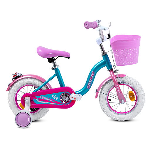 Велосипед двухколёсный CITYRIDE, модель CR-B2-09F7, рама сталь, колеса алюминий 12", пластиковая корзина, цвет голубой-розовый в Джамбо Тойз #2