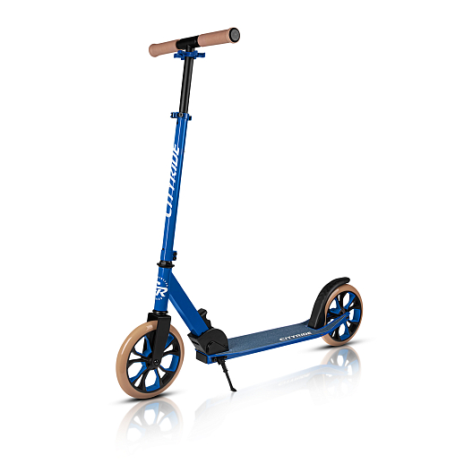 Двухколесный самокат CITYRIDE 200, ал. 50/50%, t-bar сталь, грипсы 135мм TPR, колеса PU 200/200, 86A, подножка, abec 9, голубой в Джамбо Тойз #10