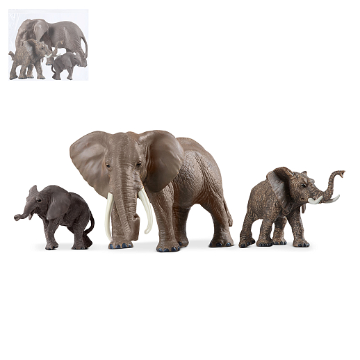 ТМ "КОМПАНИЯ ДРУЗЕЙ", серия "Животные планеты Земля", набор животных "Слоны", 3 шт, в/п в Джамбо Тойз