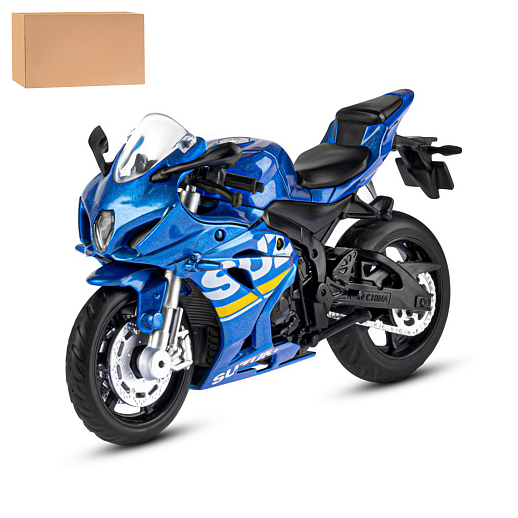Игрушка для детей: Мотоцикл металлический 1:18 SUZUKI, цвет синий, свободный ход колес, артикул JB1251770 в Джамбо Тойз