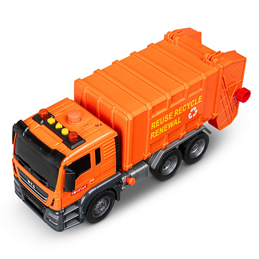AUTODRIVE_Фрикционный Мусоровоз,помповый механизм, 3 контейнера в компл., звук,свет,на бат.,в гофрокор. 33*12,5*18,5см в Джамбо Тойз #11