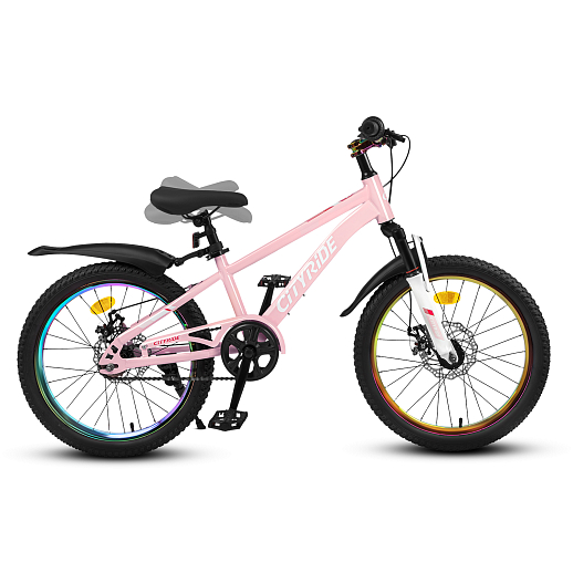 Велосипед CITYRIDE 20", модель CR-B2-12F2, рама сталь, обода двойные алюминий, амортизационная вилка, дисковые меха. Тормоза, цвет розовый в Джамбо Тойз #12