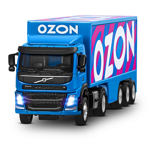 Игрушка для детей: Машинка металлическая 1:50 Volvo OZON, цвет синий, откидывается кабина, свет, звук, свободный ход колес, артикул JB1251739 в Джамбо Тойз #6
