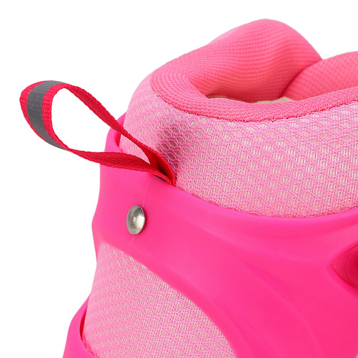Комплект (ролики-квады, защита, шлем), передние колеса со светом, M размер (34-38),  цвет розовый в/к в Джамбо Тойз #8