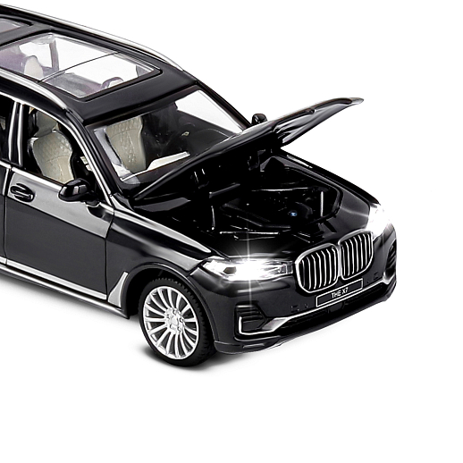 ТМ "Автопанорама" Машинка металлическая 1:32 BMW X7, черный, свет, звук, откр. четыре двери, капот и багажник, инерция, в/к 19*9*7 см в Джамбо Тойз #2