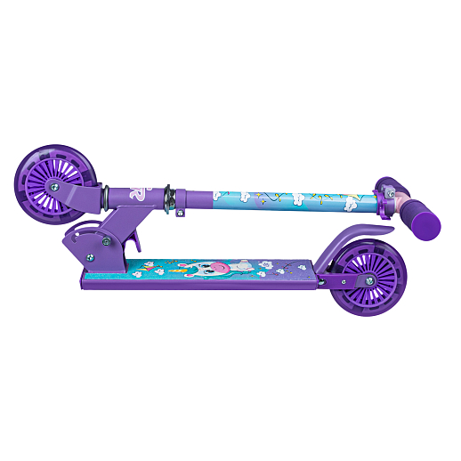 Двухкол. самокат CITYRIDE, ал. 50/50% , t-bar алюм, дека сталь, грипсы 95мм TPR, колеса PVC 120/120 мм, сиреневый с принтом в Джамбо Тойз #4