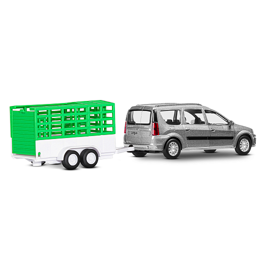 ТМ "Автопанорама" Машинка металлическая 1:43, LADA LARGUS серая, откр. 2 двери., инерция + сельхозприцеп в Джамбо Тойз #9
