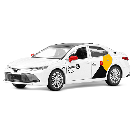Яндекс Go машинка металлическая, 1:34 Toyota Camry, цвет белый, инерция, свет, озвучено Алисой, откр. двери, в/к 17,5*13,5*9 см в Джамбо Тойз #2