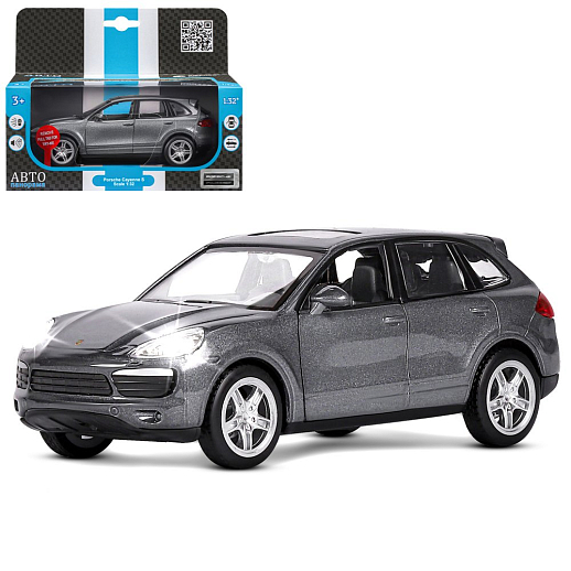 ТМ "Автопанорама" Машинка металлическая 1:32 Porsche Cayenne S, серый, свет, звук, откр. двери и багажник, инерция, в/к 17,5*13,5*9 см в Джамбо Тойз