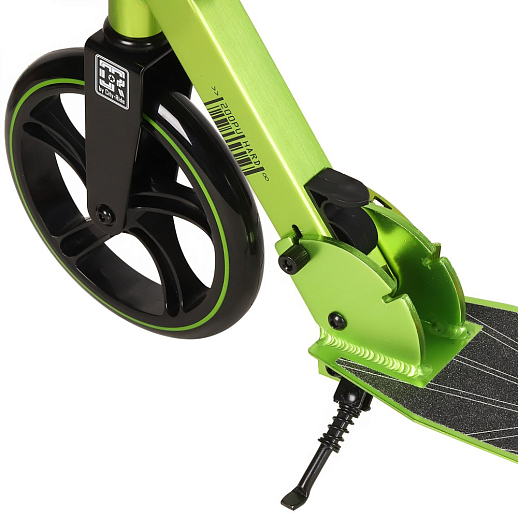 Двухколесный самокат CITYRIDE 200, ал. 50/50%, t-bar сталь, грипсы 135мм TPR, колеса PU 200/200, 86A, подножка, abec 9, цвет Зеленый в Джамбо Тойз #5