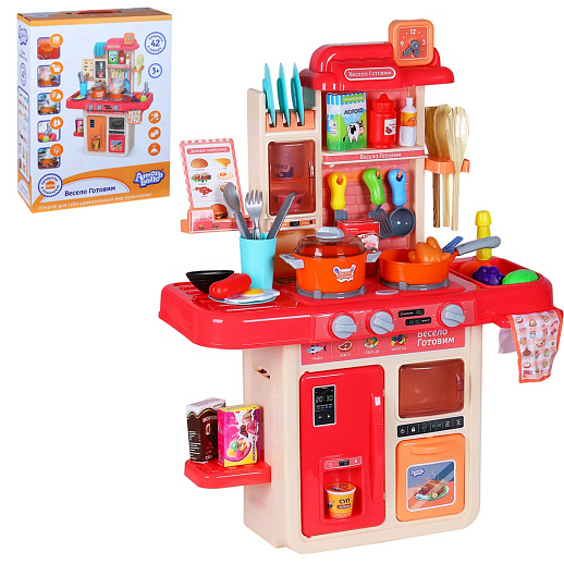 Игровой набор Amore Bello "Кухня" с паром, кран с водой, свет, звук, продукты меняют цвет, в комплекте 42 предмета, в/к  48х15х36 см в Джамбо Тойз