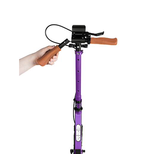 2хкол. самокат CITYRIDE 200MM disk, ал. 100%. Аморт. передний/задний. Колеса PU 200/200 мм. Подшипники: Abec-9. Грипсы: резина. Хомуты анод., замок на руле. Ручной дисковый задний тормоз. Сиреневый в Джамбо Тойз #7
