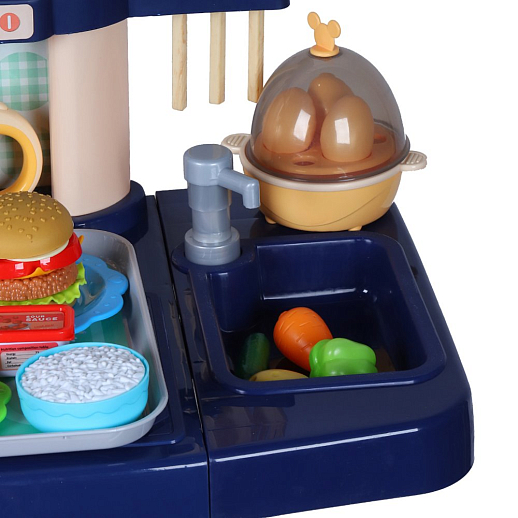 Игровой набор "Кухня", кран с водой, плита с паром, еда меняет цвет, яйцеварка со светом и звуком, сенсорный дисплей, холодильник, свет, звук, цвет синий, в/к 55х22х52 см в Джамбо Тойз #11