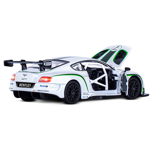 ТМ "Автопанорама" Машинка металлическая 1:32 Bentley Continental GT3, белый, свет, звук, откр. двери и капот, инерция, в/к 17,5*13,5*9 см в Джамбо Тойз #19