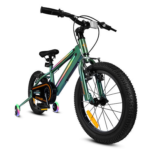 Велосипед двухколесный CITYRIDE, модель CR-B2-10FU, рама сталь, колеса алюминий 16", v-brake тормоза, встроенная в раму подсветка, балансирные колёса, цвет зеленый в Джамбо Тойз #3