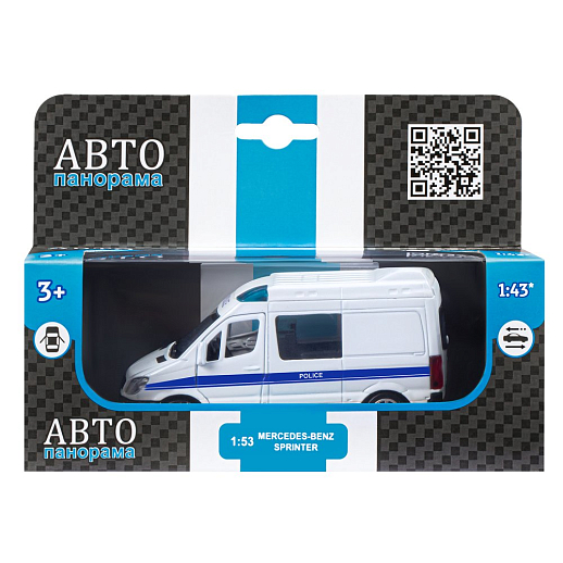 ТМ "Автопанорама" Машинка металлическая 1:53 Mercedes-Benz Sprinter, полиция, откр. двери, инерция, в/к 17,5*12,5*6,5 см в Джамбо Тойз #3