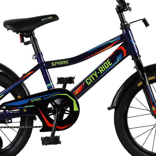 Детский велосипед City-Ride Spark , рама сталь , диск 16 сталь , крылья пластик, страх.колеса, цвет Синий в Джамбо Тойз #3