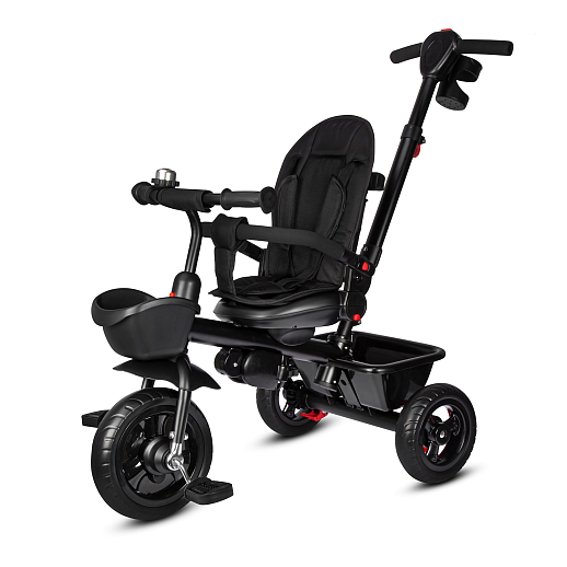 Детский 3хкол. велосипед ”CITYRIDE“ Рама сталь, колясочная крыша, ручка управления с подстаканником, корзина. Колеса EVA 10/8, подножки-педали. Бампер безопасности. Тормоз на задних колесах. Черный в Джамбо Тойз #4