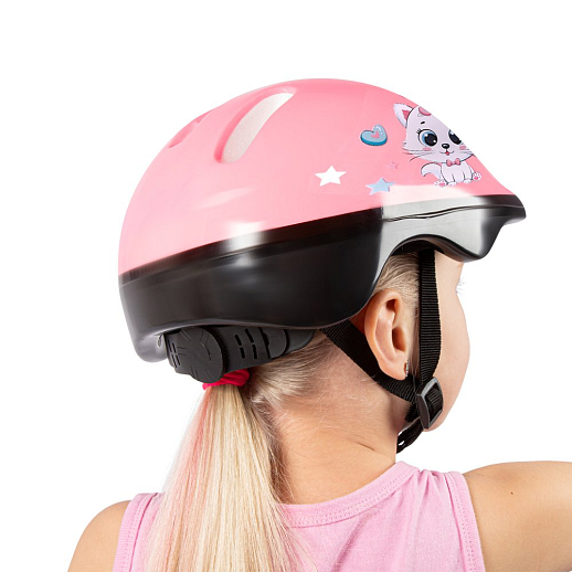 Набор роликов-квадов CITYRIDE, с принтом кошки, шлем, комплект защиты, сумка, колёса PU, текстильный мысок, подшипники ABEC7, розовый-белый, в/к 5сл гофорокартон в Джамбо Тойз #11