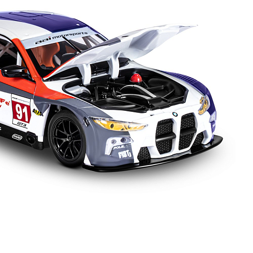 ТМ "Автопанорама" Машинка металлическая, 1:24 BMW M4 GT3, голубой, откр. двери и капот, свет, звук, свободный ход колес, в/к 24,5х12,5х10,5 см в Джамбо Тойз #19