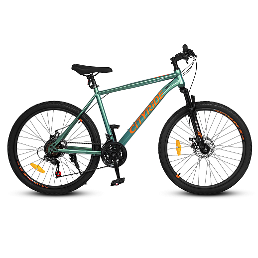 Велосипед двухколёсный CITYRIDE, модель CR-B2-SH01, рама сталь, размер колёс 26", двойные алюминиевые обода, 21 скорость, амортизационная вилка, цвет зеленый в Джамбо Тойз #2