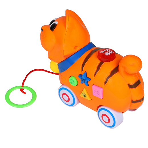 Каталка-игрушка музыкальная "Котик" ТМ "Smart Baby", на веревочке, мелодии В. Шаинского, учим фигуры, животных, в/к 16,5*20,5*9 см в Джамбо Тойз #5