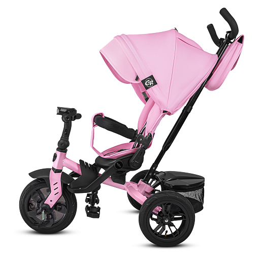 Детский трехколесный велосипед "CITYRIDE LUNAR 2.0". Пятиугольная рама, сиденье 360, складная крыша D600, подножки, надув.колеса 12/10, багажник, сумочка, фара. Цвет розовый в Джамбо Тойз #4