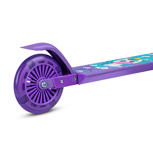 Двухкол. самокат CITYRIDE, ал. 50/50% , t-bar алюм, дека сталь, грипсы 95мм TPR, колеса PVC 120/120 мм, сиреневый с принтом в Джамбо Тойз #7