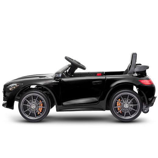 Электромобиль Mercedes Benz AMG на аккум.,12V/4.5AH*1, 380*2, Р/У 2.4GHz, свет, звук, сиденье эко-кожа, колеса EVA,откр.двери,индик.зарядки, MP3/USB, плавн.старт, в/к 111*56*29см. Цвет - черный. в Джамбо Тойз #4