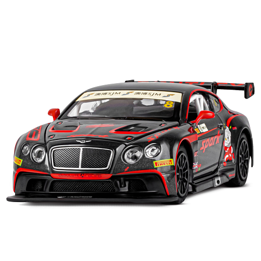 ТМ "Автопанорама" Машинка металлическая 1:32 Bentley Continental GT3, черный, свет, звук, откр. двери и капот, инерция, в/к 17,5*13,5*9 см в Джамбо Тойз #4