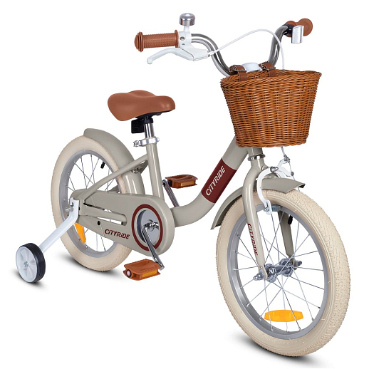 Велосипед двухколесный CITYRIDE, модель CR-B2-09H, рама сталь, колеса алюминий 16", ножной тормоз, балансирные колёса, цвет бежевый в Джамбо Тойз