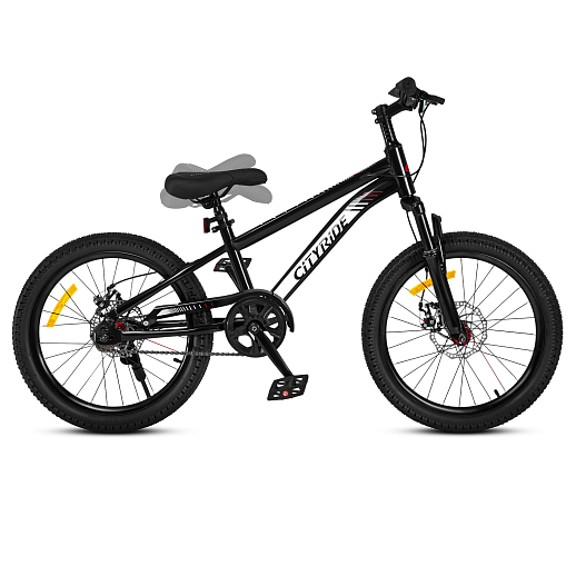 Велосипед двухколёсный CITYRIDE, модель CR-B2-12B, колеса 20", рама сталь, дисковые мех. тормоза, амортизационная вилка, обода сталь, цвет чёрный в Джамбо Тойз #11