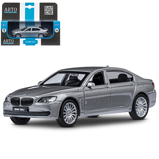 ТМ "Автопанорама" Машинка металлическая 1:46 BMW 760 LI, серый, откр. двери, инерция, в/к 17,5*12,5*6,5 см в Джамбо Тойз