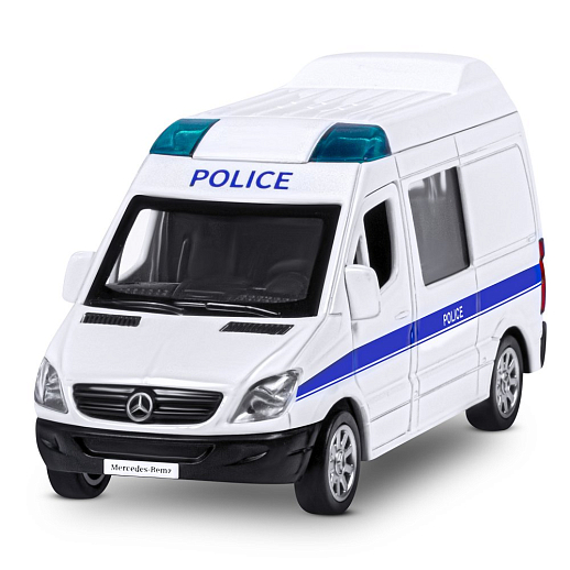 ТМ "Автопанорама" Машинка металлическая 1:53 Mercedes-Benz Sprinter, полиция, откр. двери, инерция, в/к 17,5*12,5*6,5 см в Джамбо Тойз #4