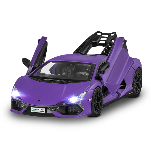 ТМ "Автопанорама" Машинка металл. 1:32 Lamborghini Revuelto, фиолетовый, инерция, откр. двери, в/к 17,5*12,5*6,5 см в Джамбо Тойз #23