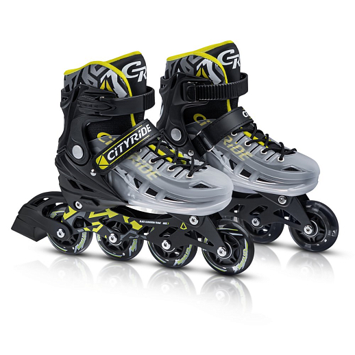 Роликовые коньки CITYRIDE, чёрный-белый полупрозрачный, PU колеса, переднее колесо со светом, подшипники ABEC 7, пластиковый мысок, в/к 5сл гофорокартон в Джамбо Тойз #4