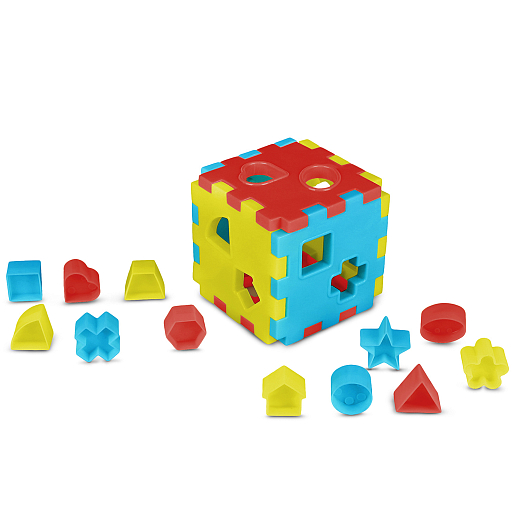 ТМ "Компания Друзей" Сортер КУБ, в сетке  желто-сине-красный, в сетке 10,5х10,5х10,5 см в Джамбо Тойз #2