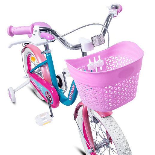 Велосипед двухколёсный CITYRIDE, модель CR-B2-09F7, рама сталь, колеса алюминий 14", пластиковая корзина, цвет голубой-розовый в Джамбо Тойз #6