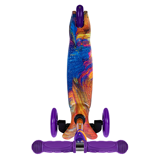 Самокат трехколесный CITY-RIDE (пакет). Руль телеск.: алюминий с резин.рукояткой. Дека: PP+нейлон гидрографика, размеры 51*11 см. Колеса: 120/76 PU со светом. Подшипник: Аbec-5. Максимальная нагрузка: 35кг. Возраст: от 3 лет. в Джамбо Тойз #4