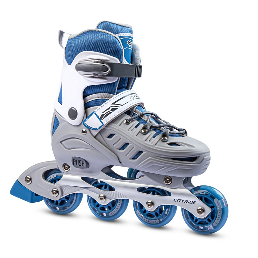 Ролики раздвижные CiTYRIDE, колеса PU, подшипники ABEC 7, алюминиевая рама, ботинок пластик, цвет Серый-синий в Джамбо Тойз #5