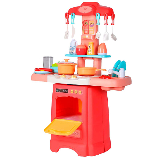 Игровой набор Amore Bello "Кухня", автоматический кран с водой, свет, звук, в комплекте 29 предметов, розовая в/к  54х13х38 см в Джамбо Тойз #3