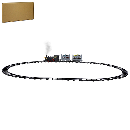 Железная дорога на бат. 19 дет. свет, звук, пар в/к 37,0*9,0*20,0 см в Джамбо Тойз