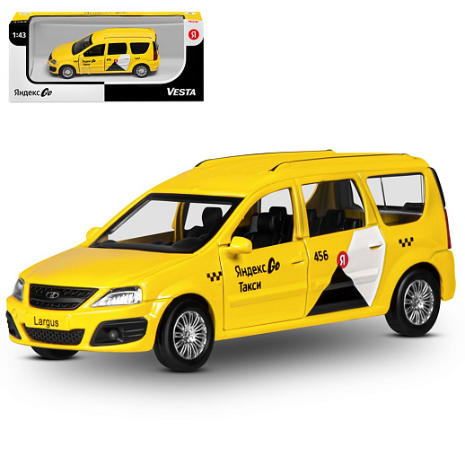 Яндекс Go Машинка металлическая 1:43 Lada Largus, желтый, инерция, откр. двери, 17,5*12,5*6,5 см в Джамбо Тойз