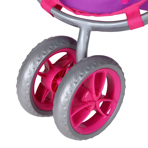 Коляска для кукол трехколесная, парное переднее колесо, с корзинкой, металл, в/п 60х38,5х62  см в Джамбо Тойз #6