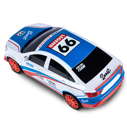AUTODRIVE Р/У Машина для дрифта Lada Vesta,М1:24,2.4GHz,4WD,свет фар,4 доп.колеса,конусы,в компл. 2 аккум.,USB кабель,цвет триколор,в/к 24,1*10,3*23,7см в Джамбо Тойз #7