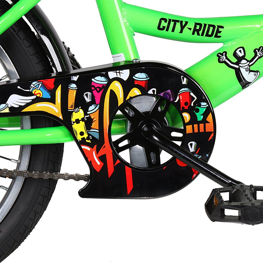 Детский велосипед City-Ride  Roadie , рама сталь , диск 18 сталь , крылья сталь, страх.колеса, цвет Зеленый в Джамбо Тойз #3